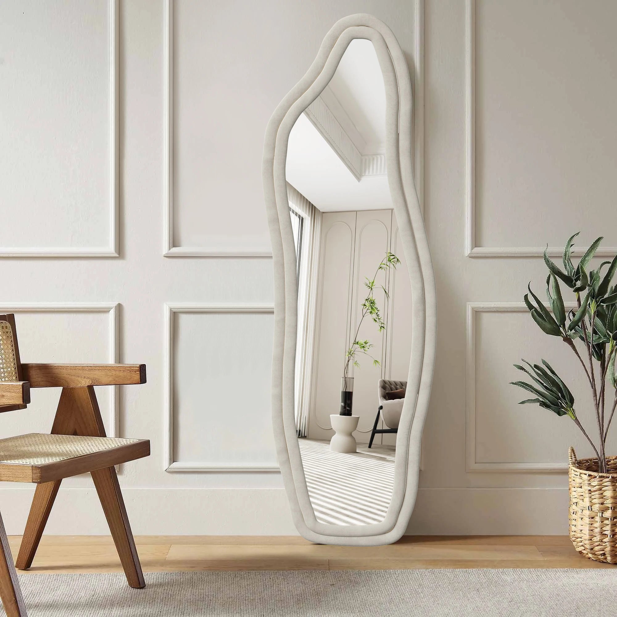 Miroir irrégulier velours noir