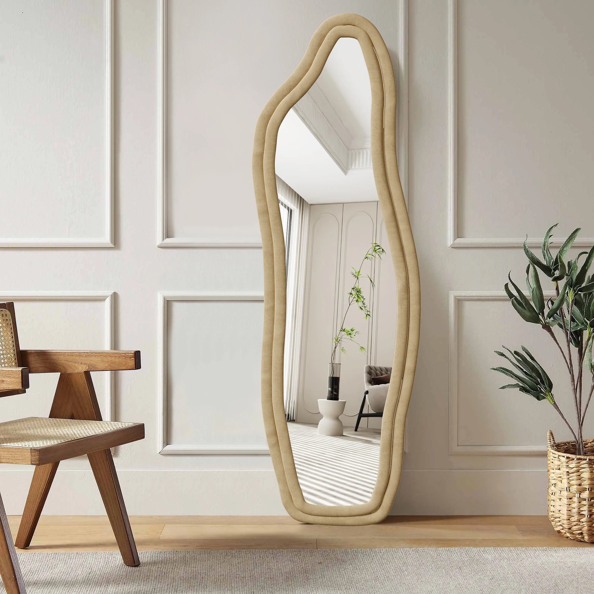 Miroir irrégulier velours noir