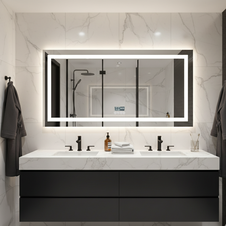 Miroir salle de bain LED XXL connecté