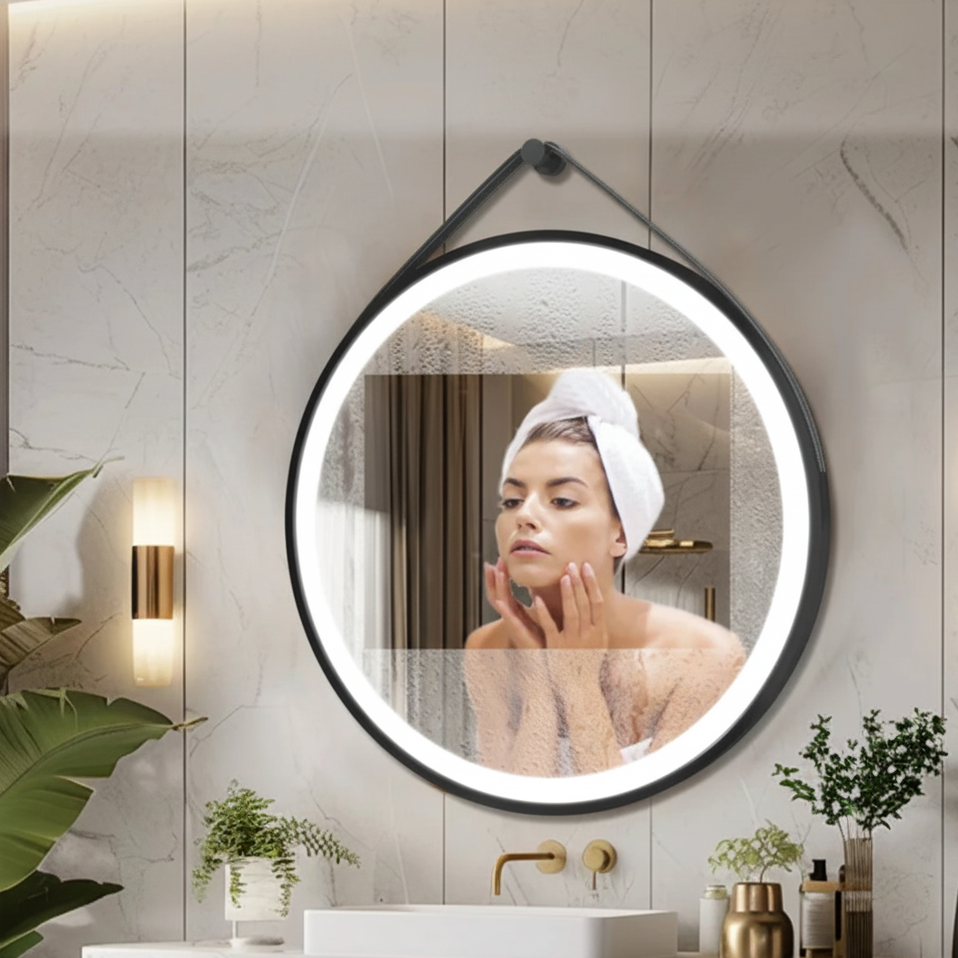 Miroir rond lumineux naturel