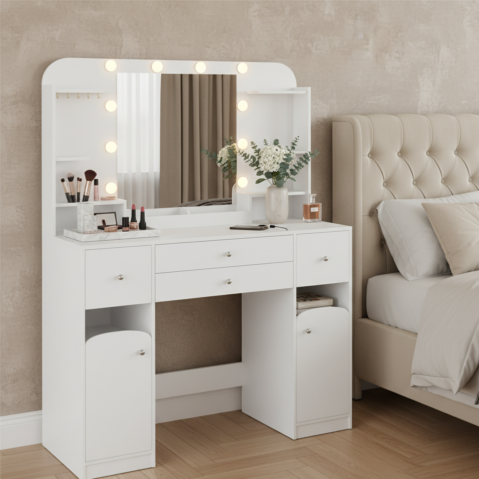 Coiffeuse LED moderne blanche élégante