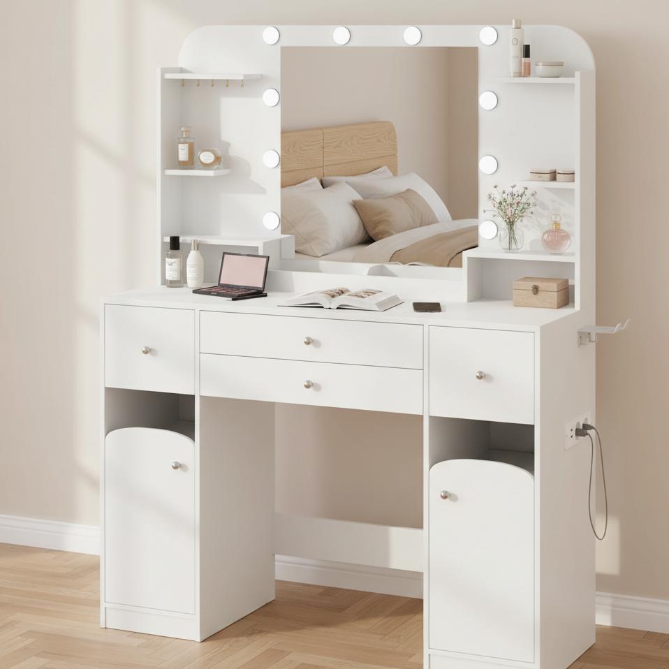 Coiffeuse LED moderne blanche élégante