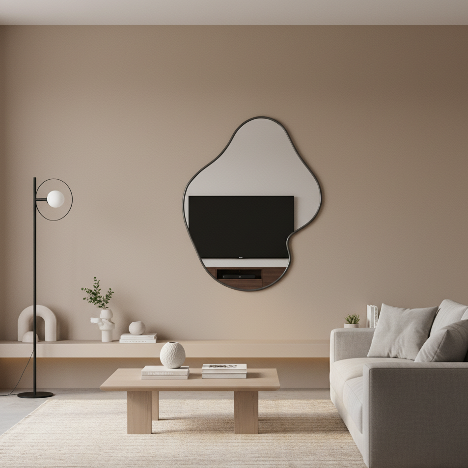 Miroir mural forme libre noir