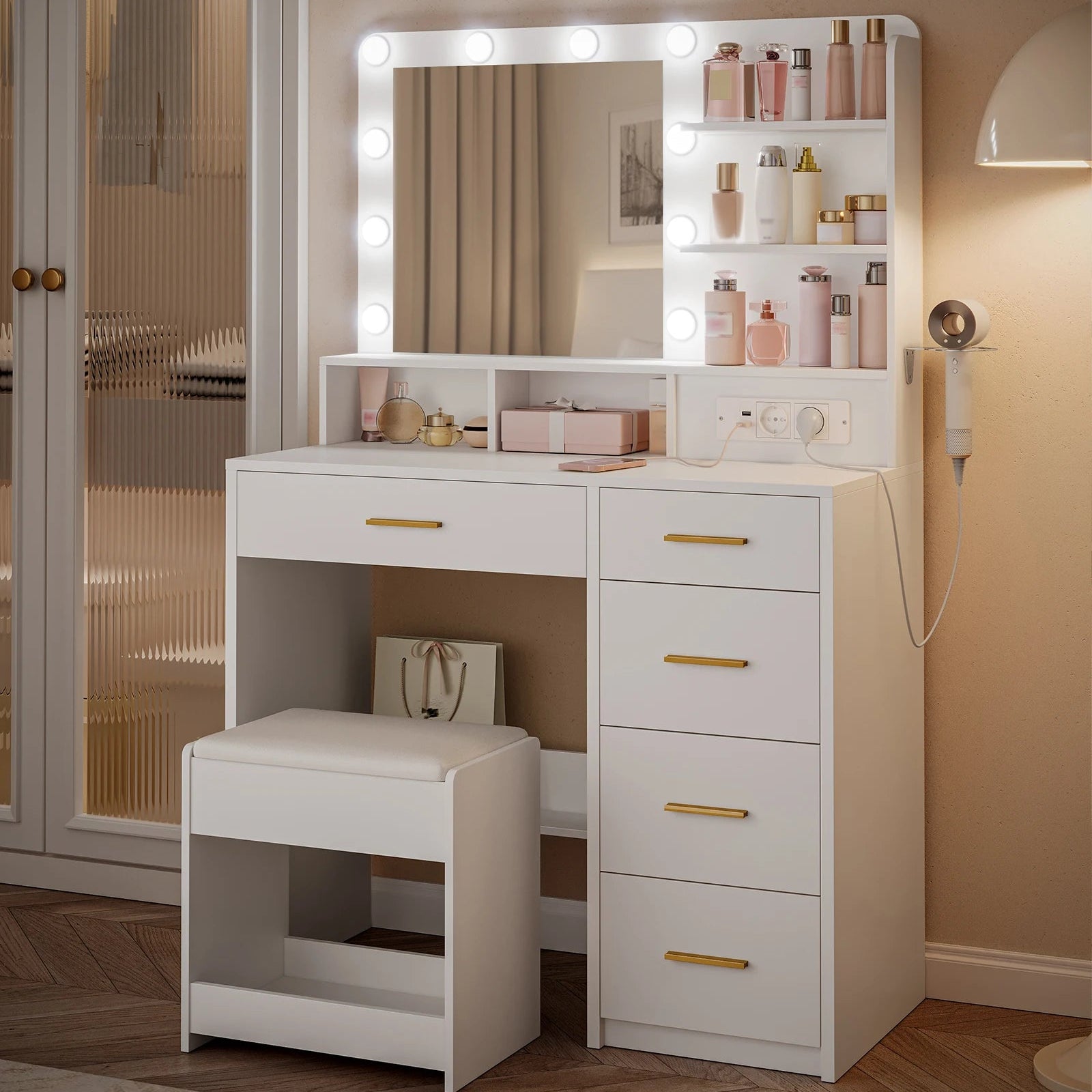 Coiffeuse lumineuse blanche