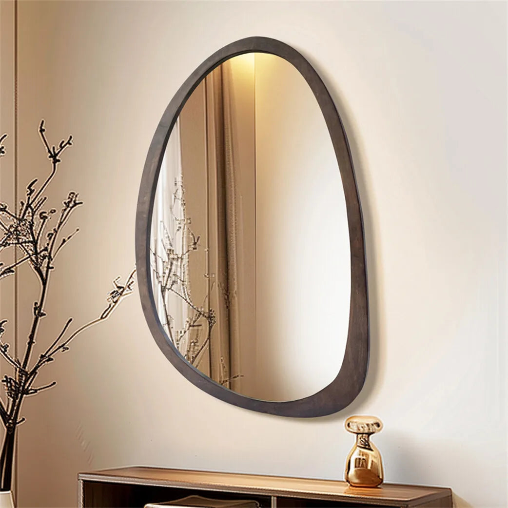 Miroir mural asymétrique noyer naturel