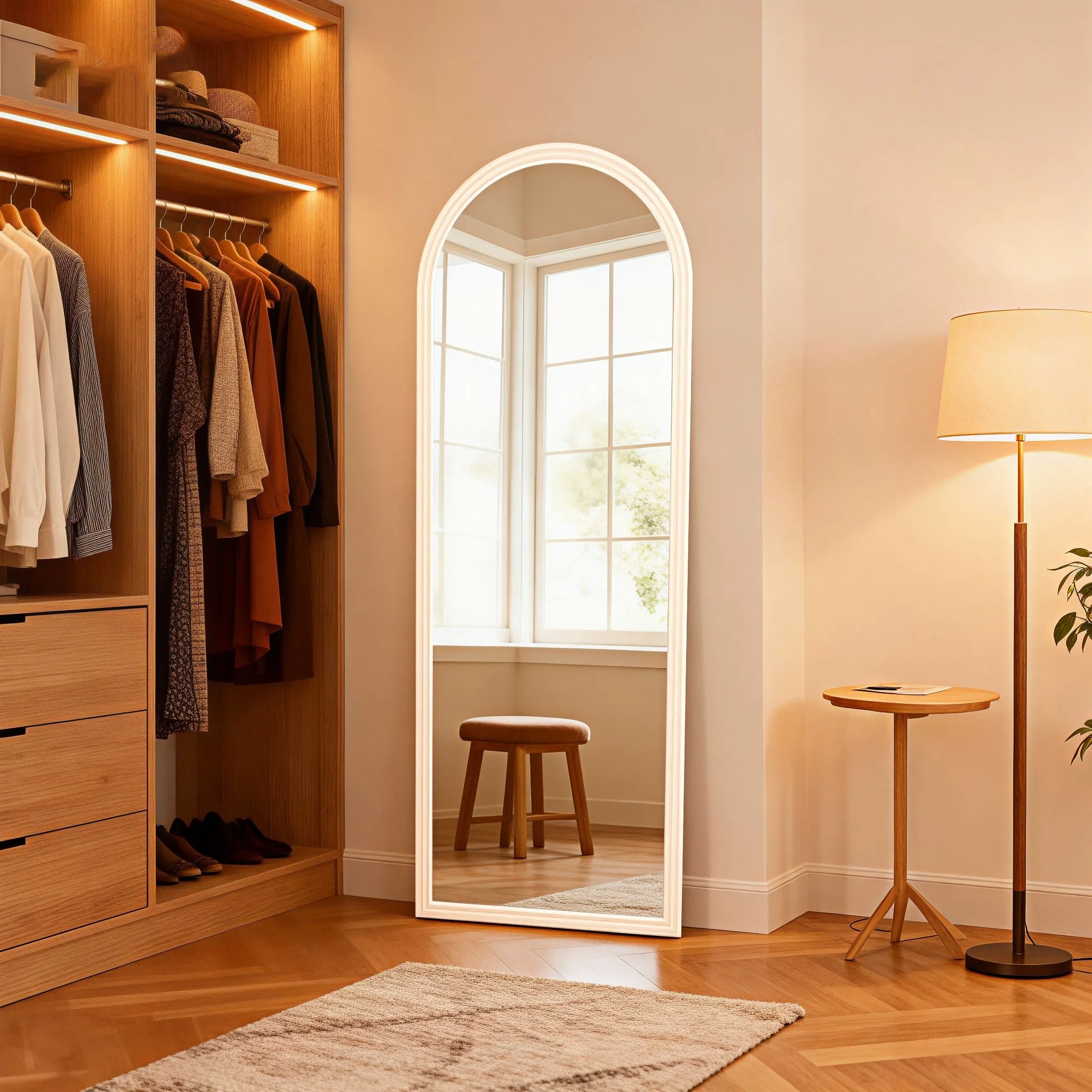 Miroir arc bois naturel élégant