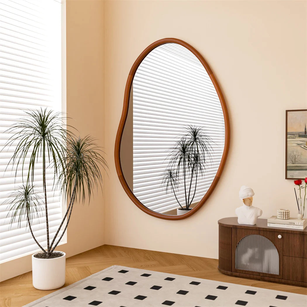 Miroir mural asymétrique bois noble