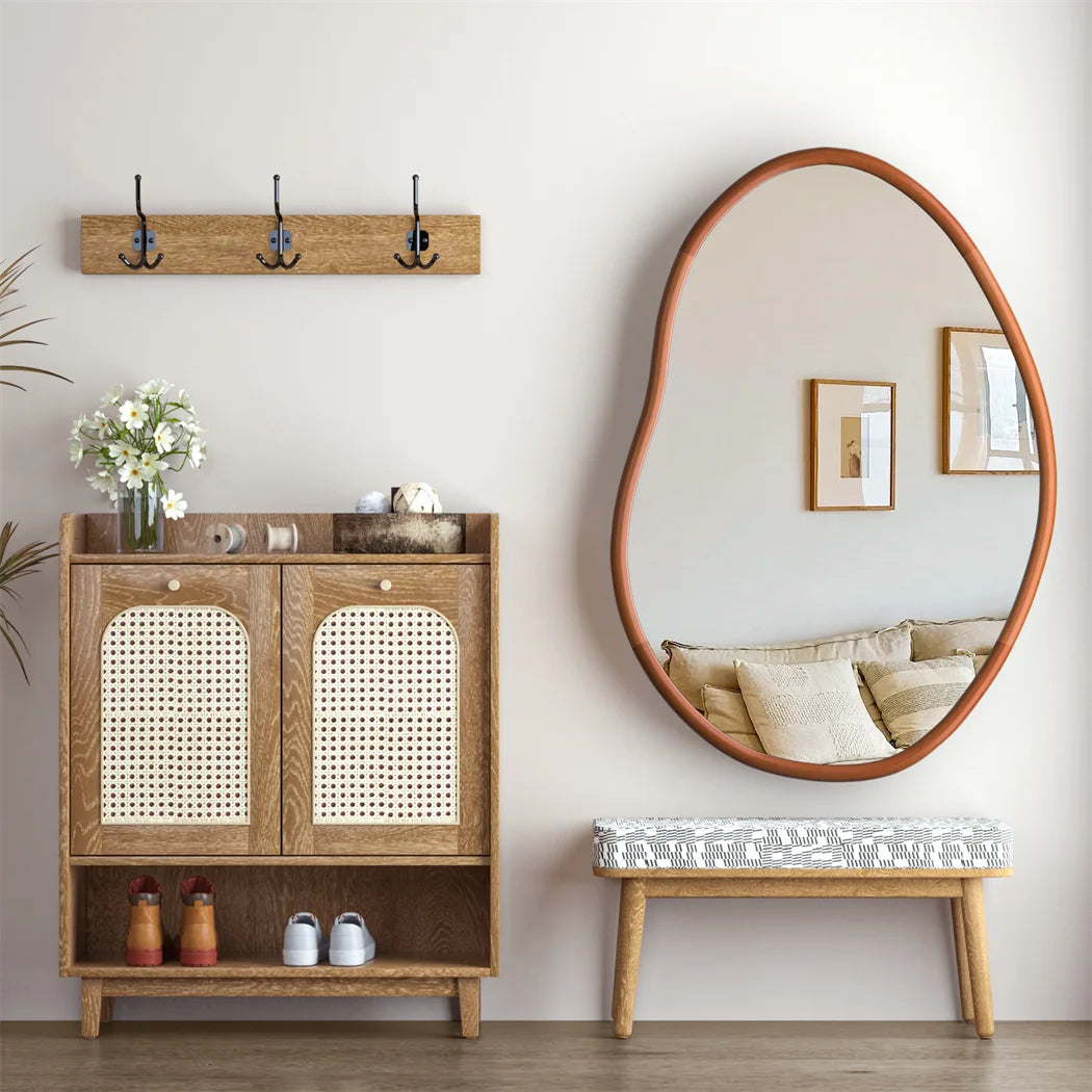 Miroir mural asymétrique bois noble