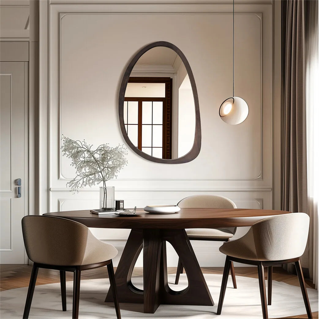 Miroir mural asymétrique noyer naturel