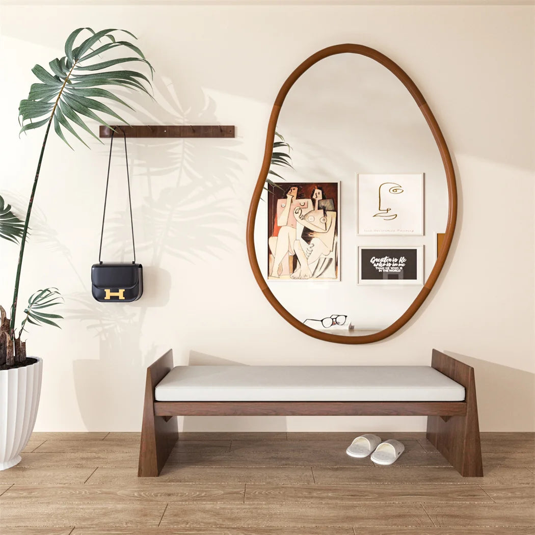 Miroir mural asymétrique bois noble