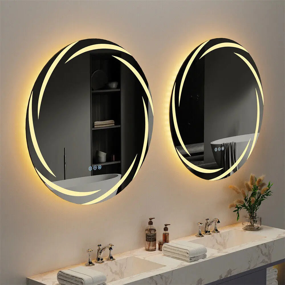 Miroir rond lumineux design naturel
