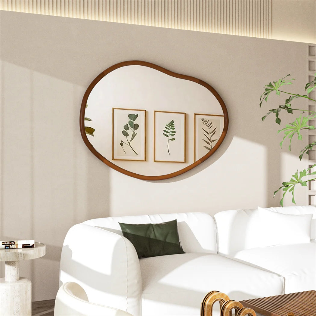 Miroir mural asymétrique bois noble