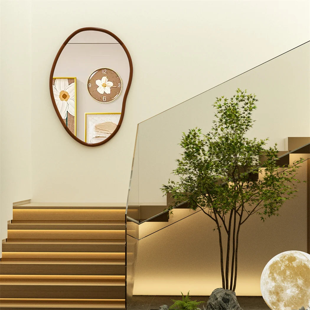 Miroir mural asymétrique bois noble