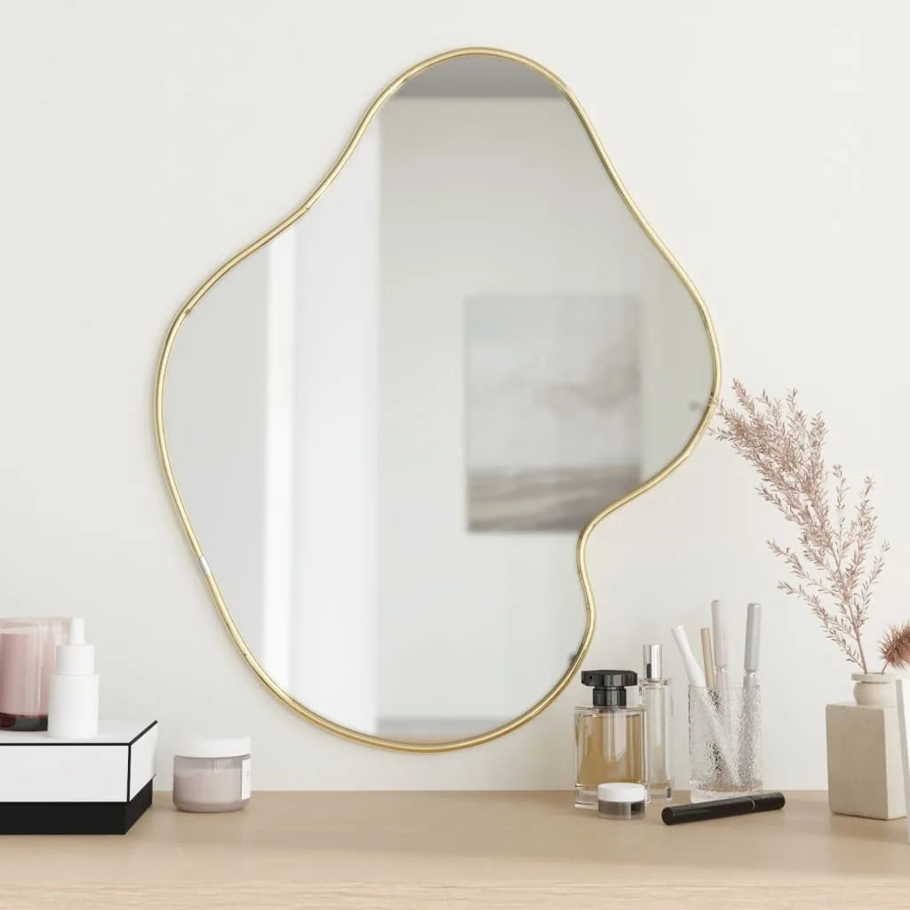 Miroir mural organique doré