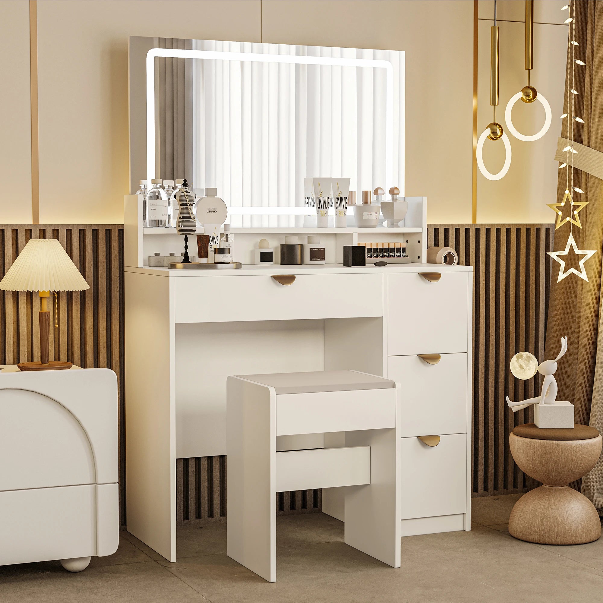 Coiffeuse LED blanche moderne élégante