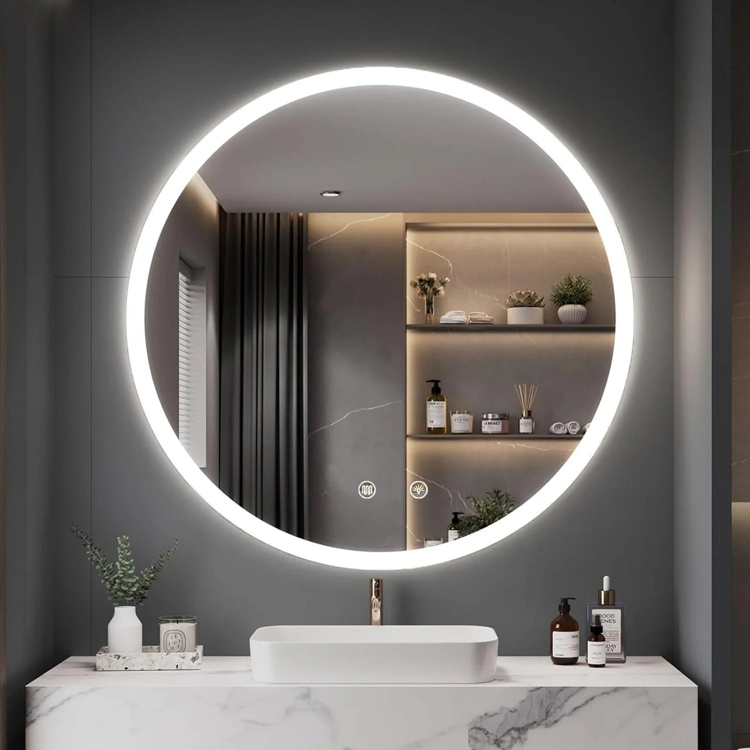 Miroir LED rond anti-buée