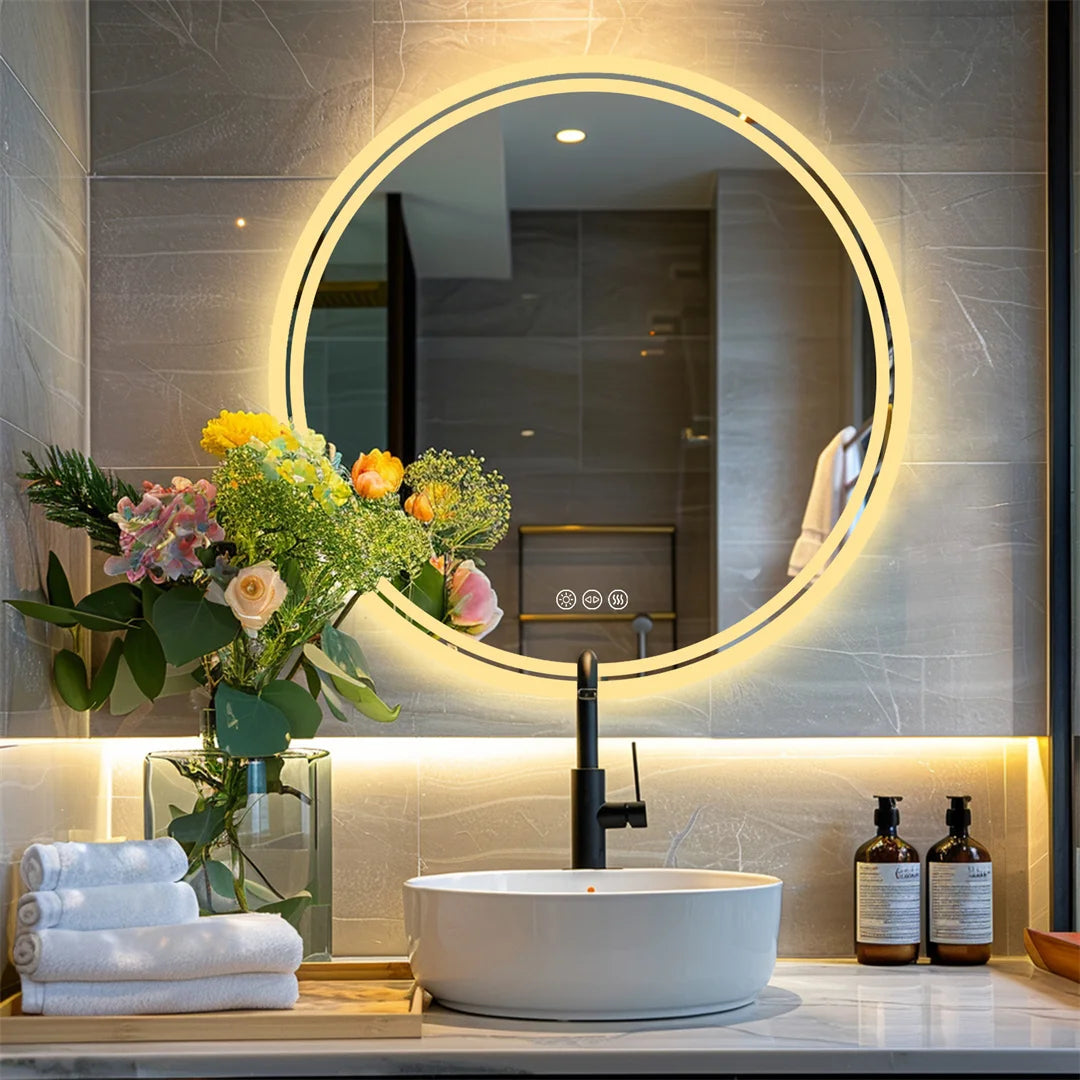 Miroir rond lumineux LED moderne