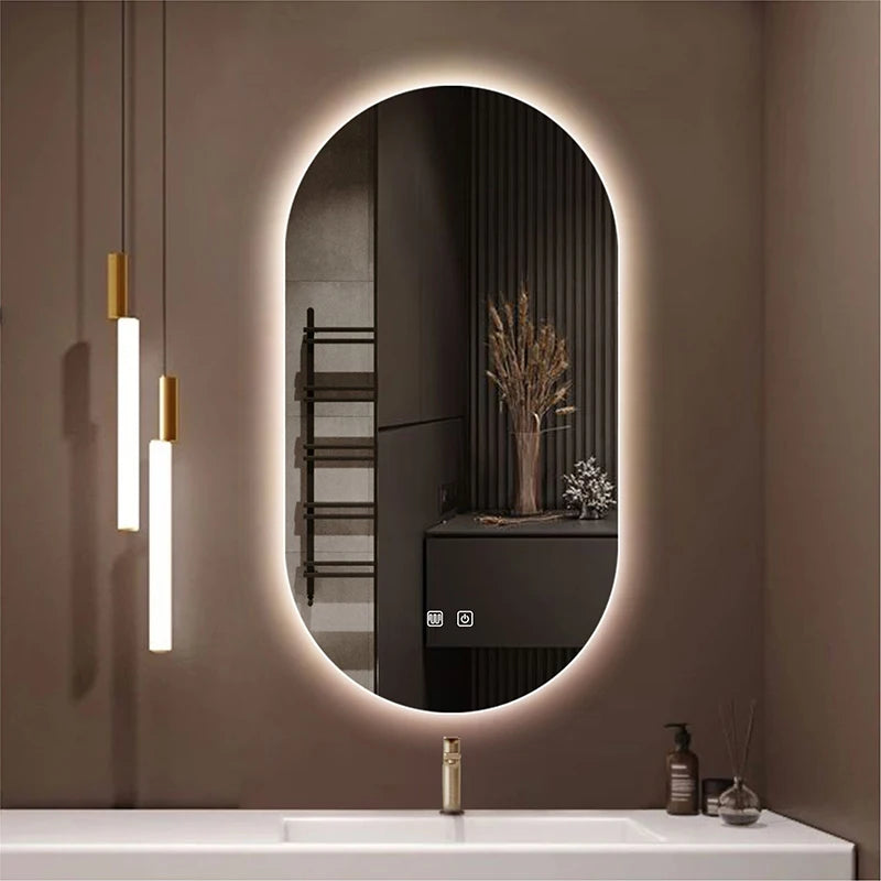 Miroir salle de bain ovale LED anti-buée