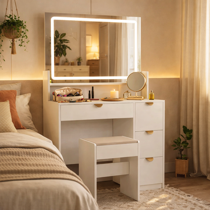 Coiffeuse LED blanche moderne élégante