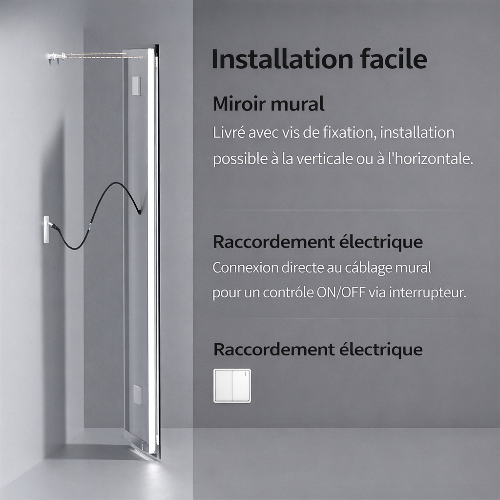 Miroir salle de bain LED XXL connecté