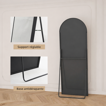 Miroir sur pied arche noir