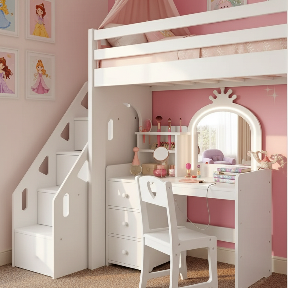 Coiffeuse enfant princesse blanche