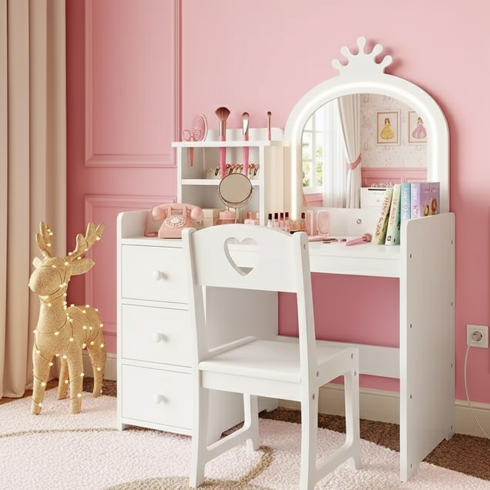 Coiffeuse enfant princesse blanche