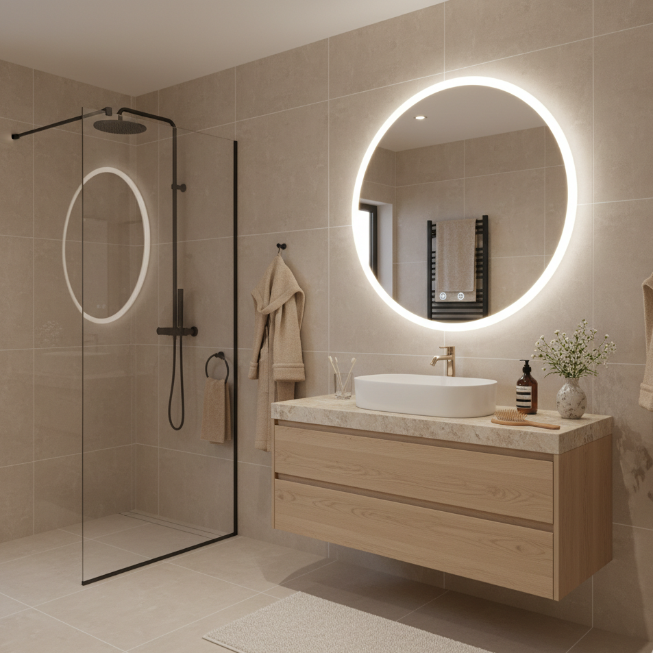 Miroir LED rond anti-buée