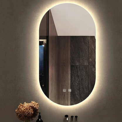 Miroir salle de bain ovale LED anti-buée