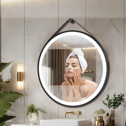 Miroir rond lumineux naturel