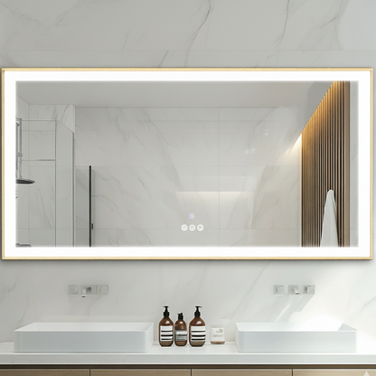 Miroir mural LED doré moderne