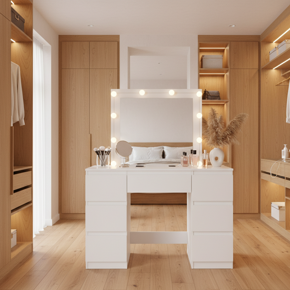 Coiffeuse lumineuse blanche moderne