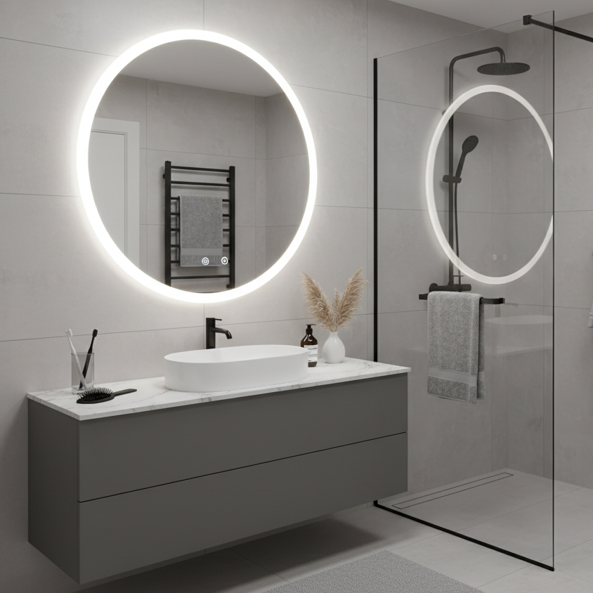 Miroir LED rond anti-buée