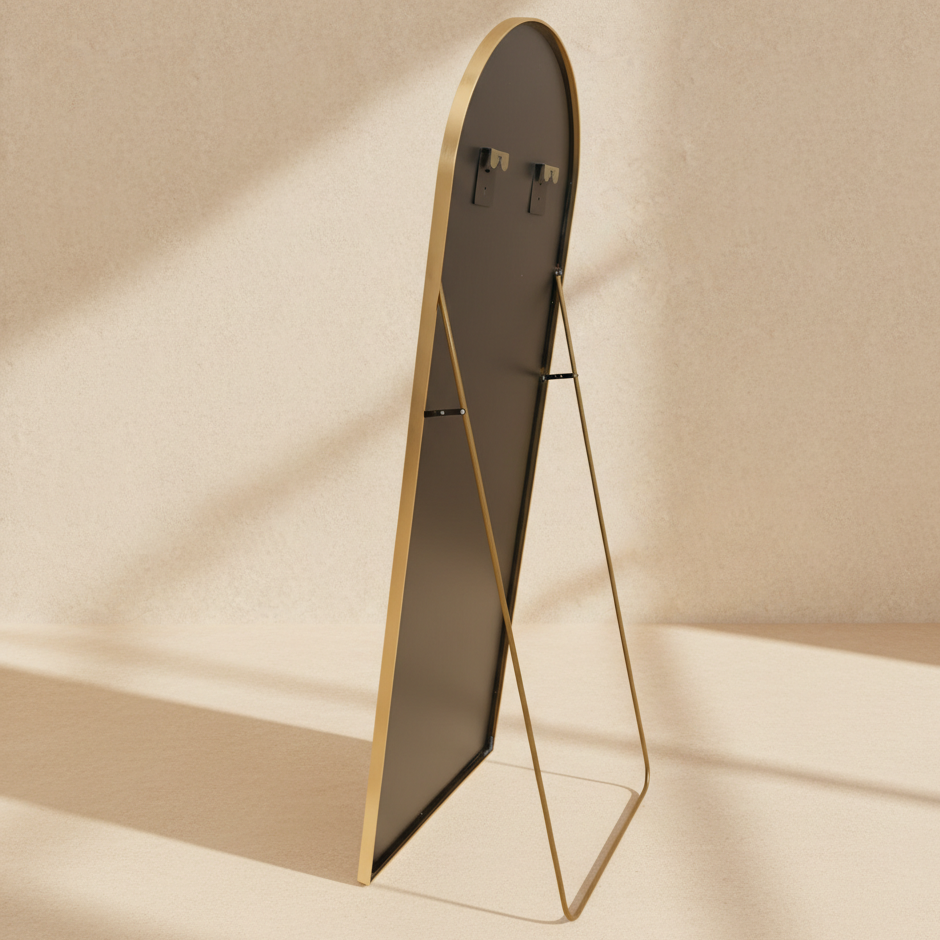 Miroir sur pied arche doré