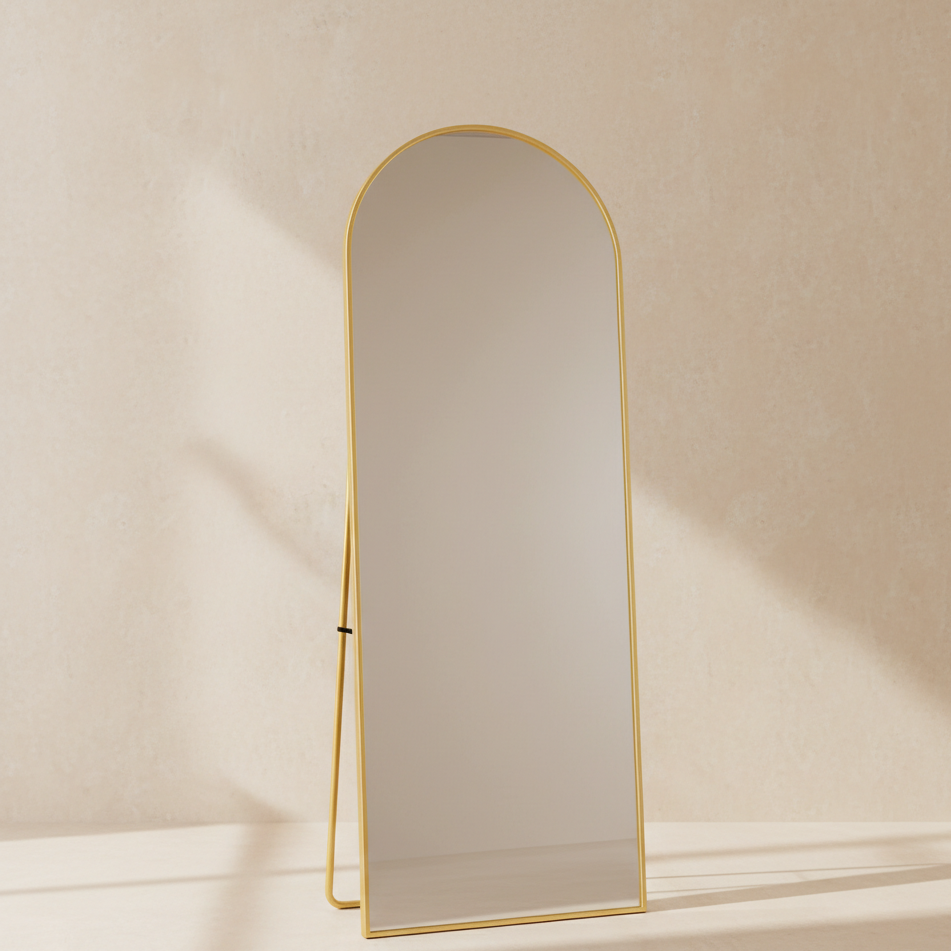 Miroir sur pied arche doré