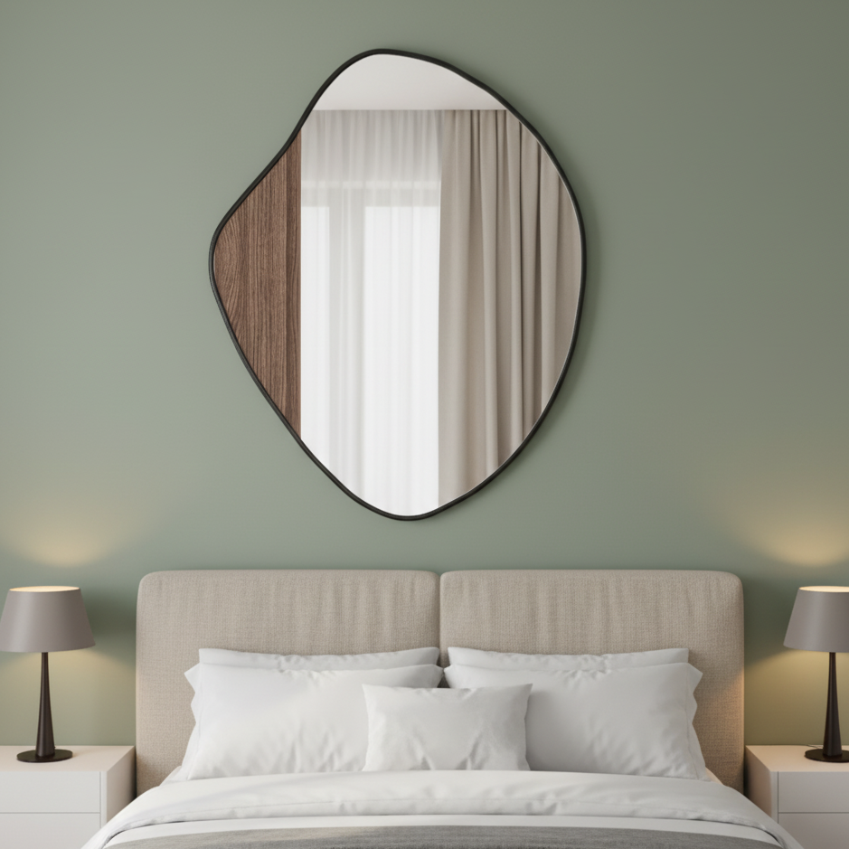 Miroir mural organique noir