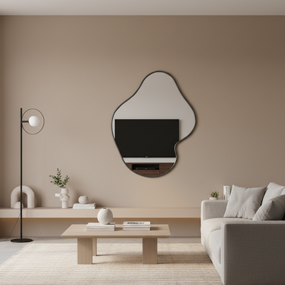 Miroir mural forme libre noir