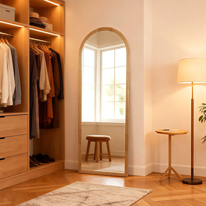 Miroir arc bois naturel élégant