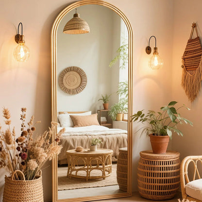 Miroir arc bois naturel élégant