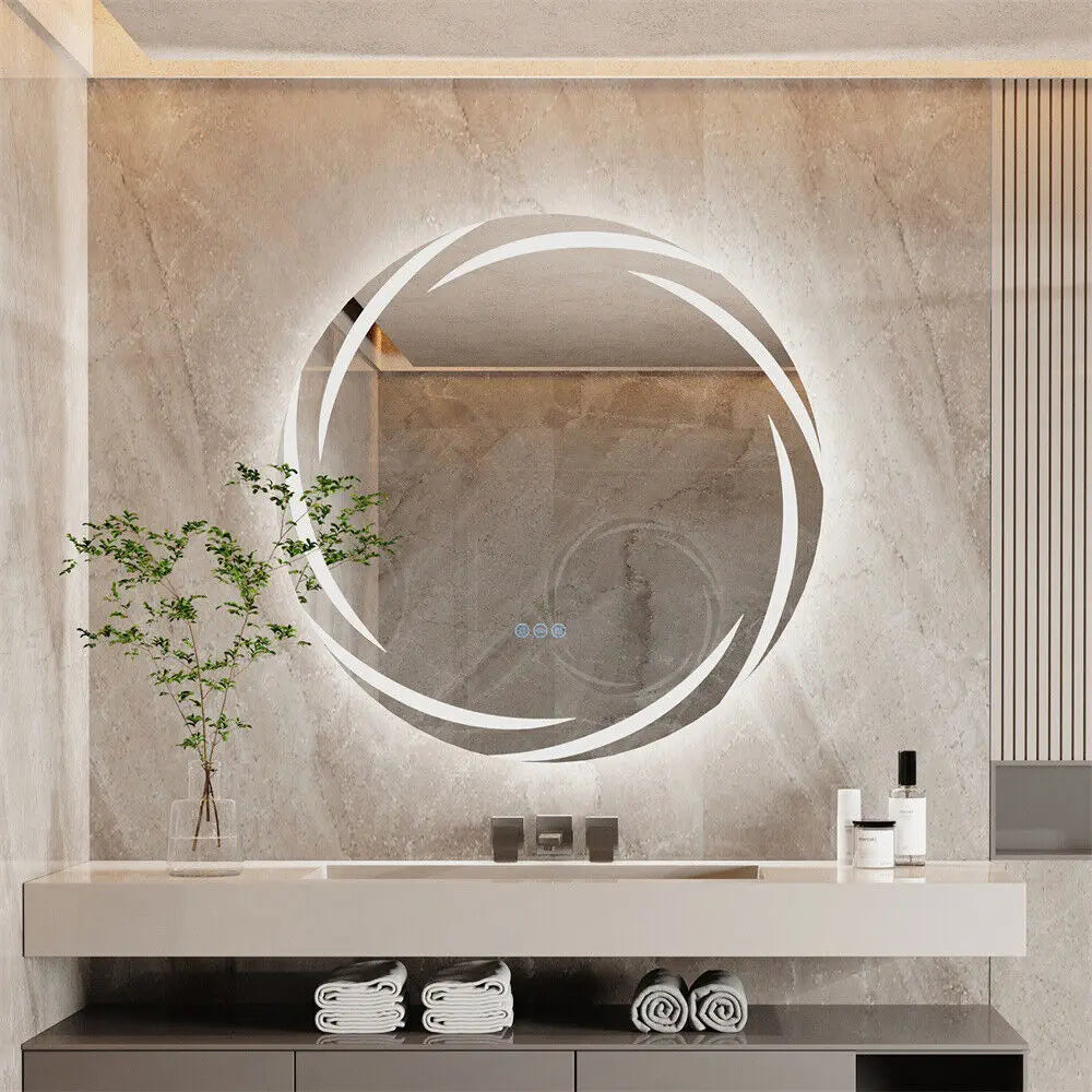 Miroir rond lumineux design naturel
