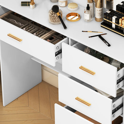 Coiffeuse blanche moderne miroir LED
