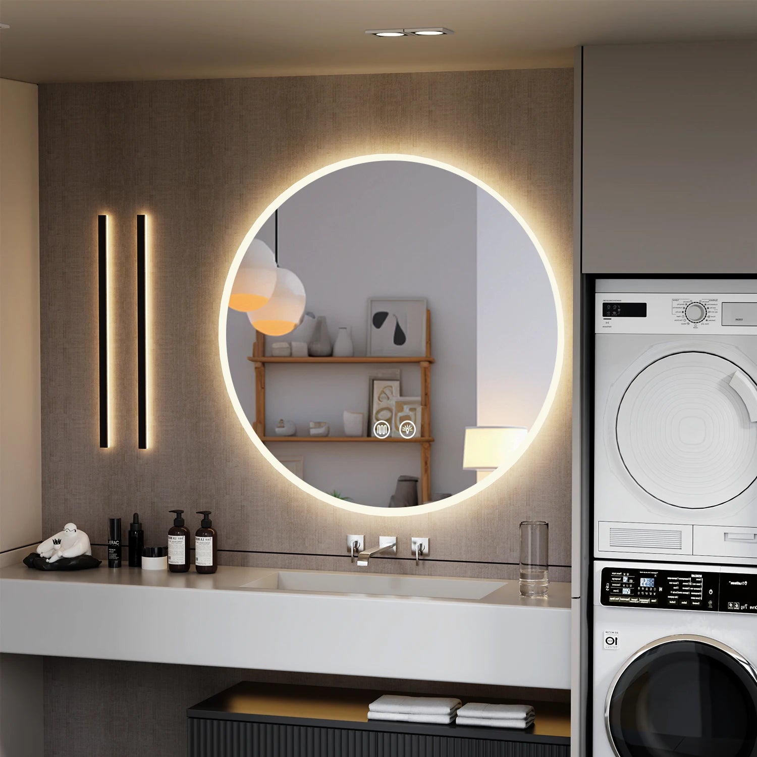 Miroir LED rond anti-buée