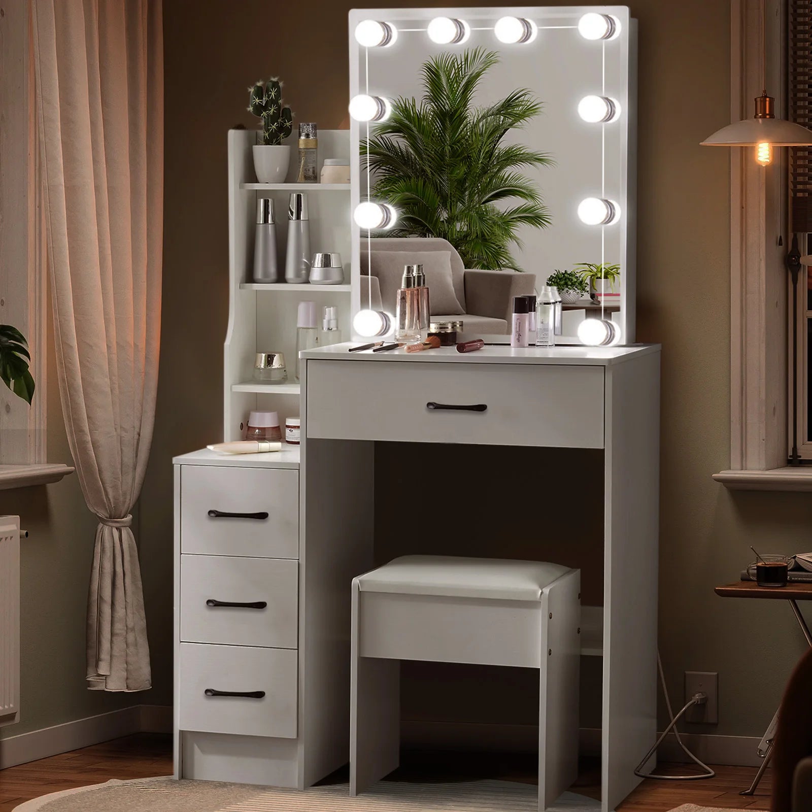 Coiffeuse moderne blanche LED