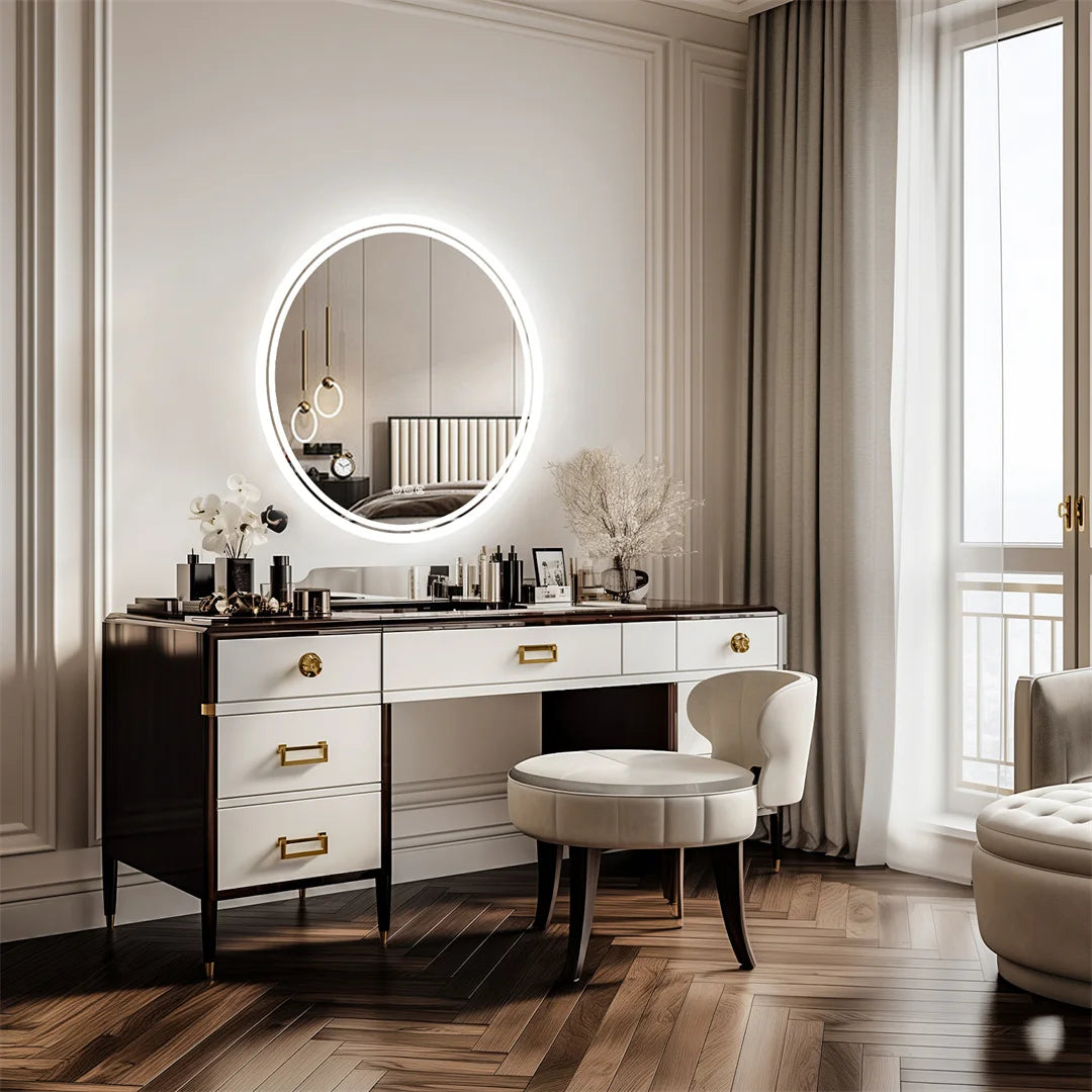 Miroir rond lumineux LED moderne