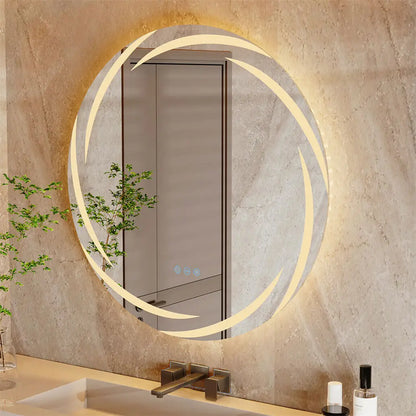 Miroir rond lumineux design naturel