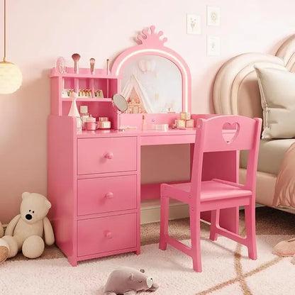 Coiffeuse enfant princesse rose