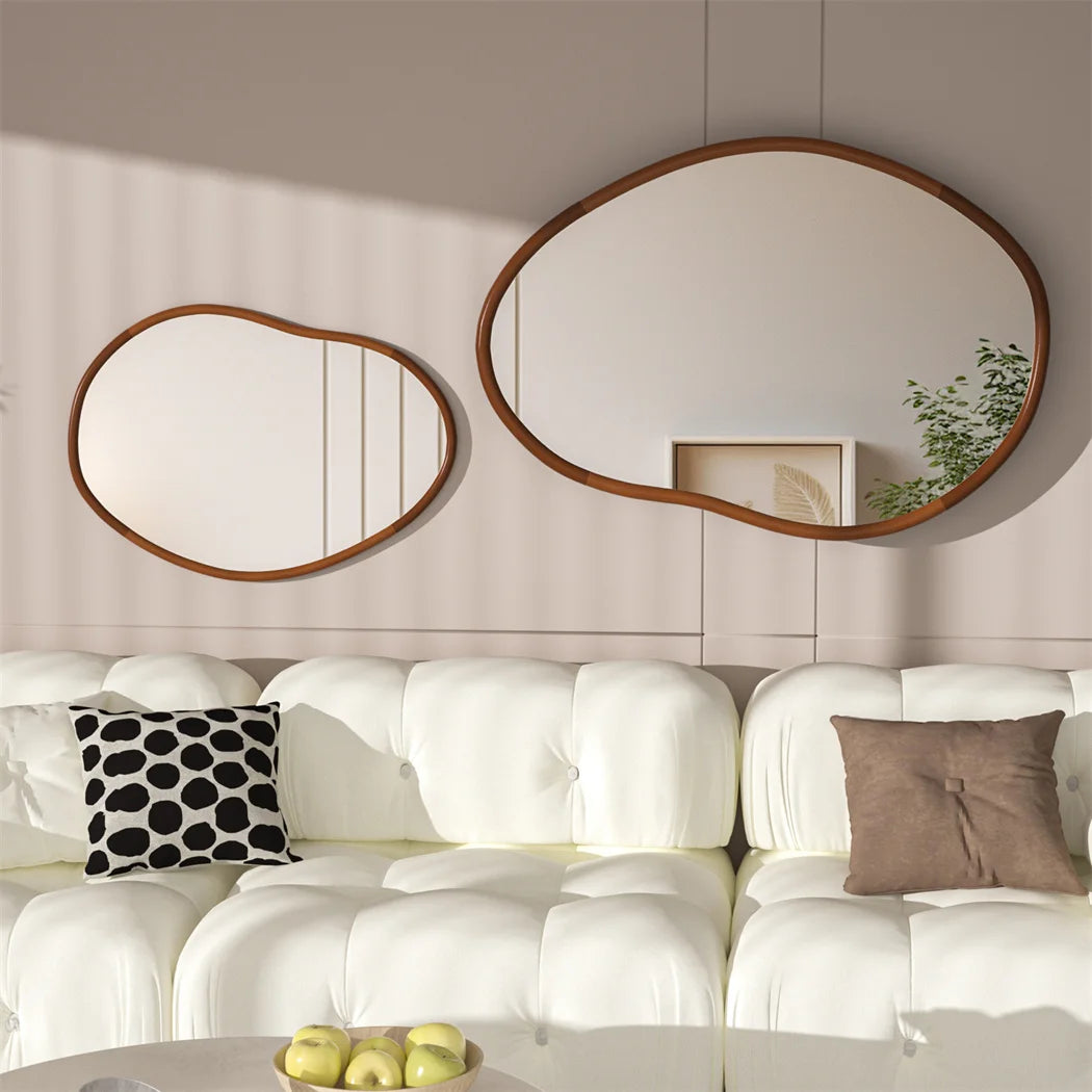 Miroir mural asymétrique bois noble