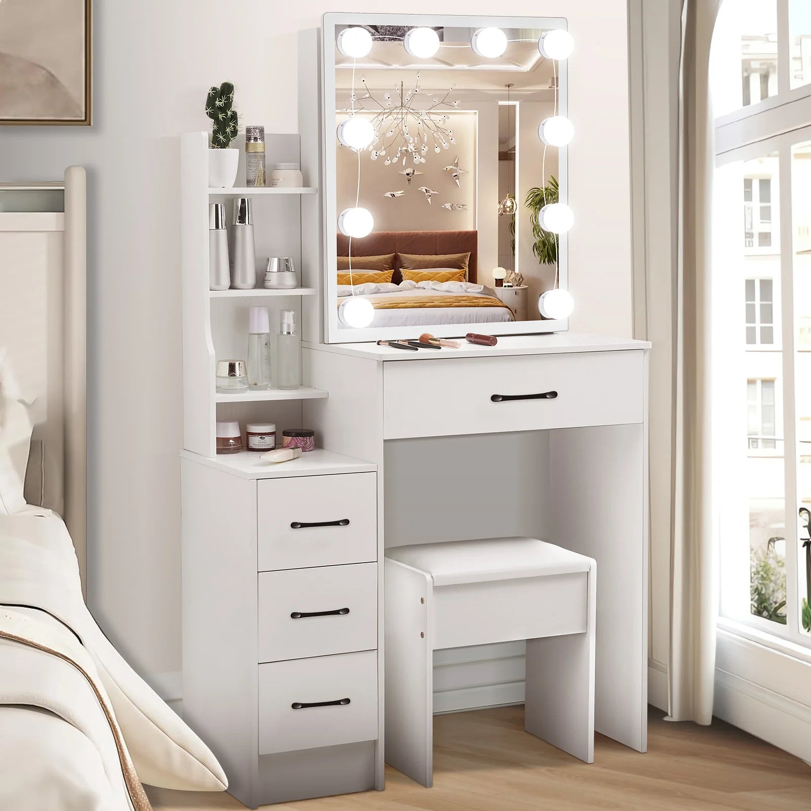 Coiffeuse moderne blanche LED