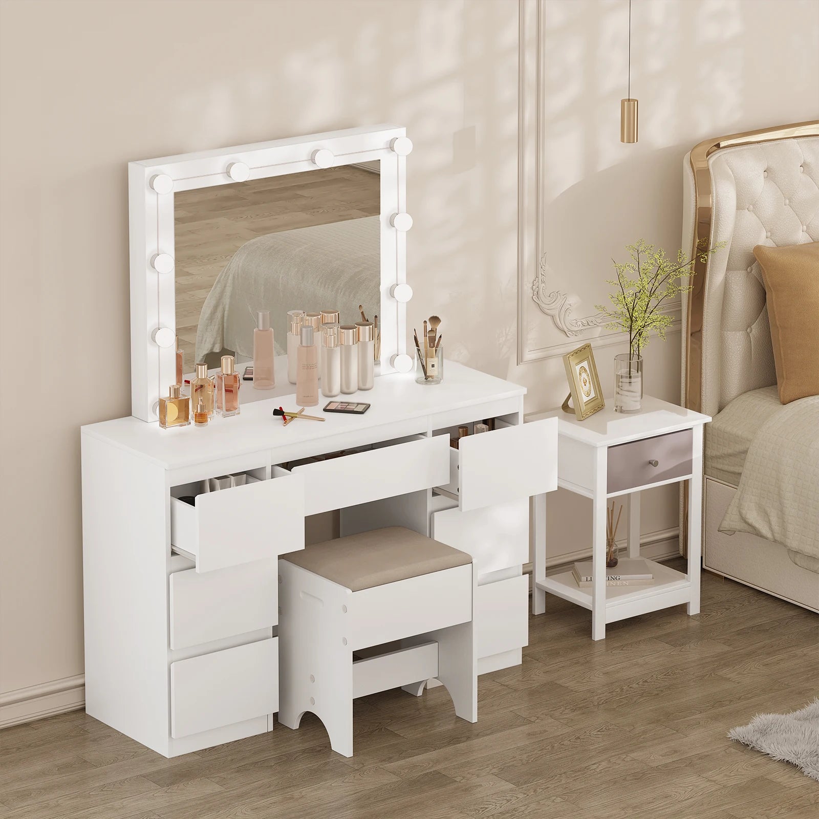 Coiffeuse lumineuse blanche moderne