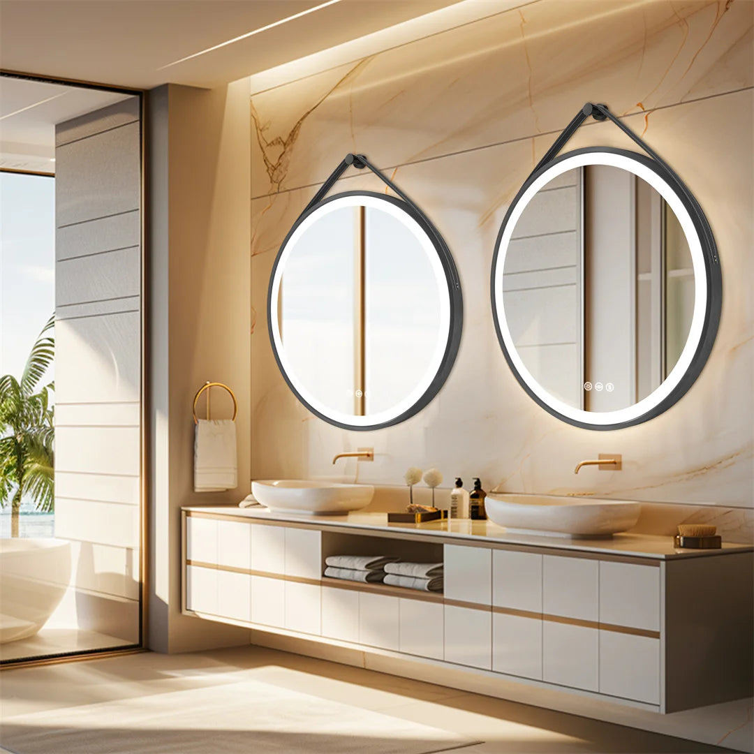 Miroir rond lumineux naturel